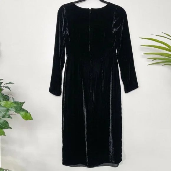 For Love & Lemons Collette Midi Velvet Black V-neck Elegant Dress - Picture 3 of 4